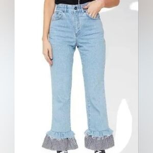 The Ragged Priest Gingham Ruffle Hem Savanna Jeans Sz 26